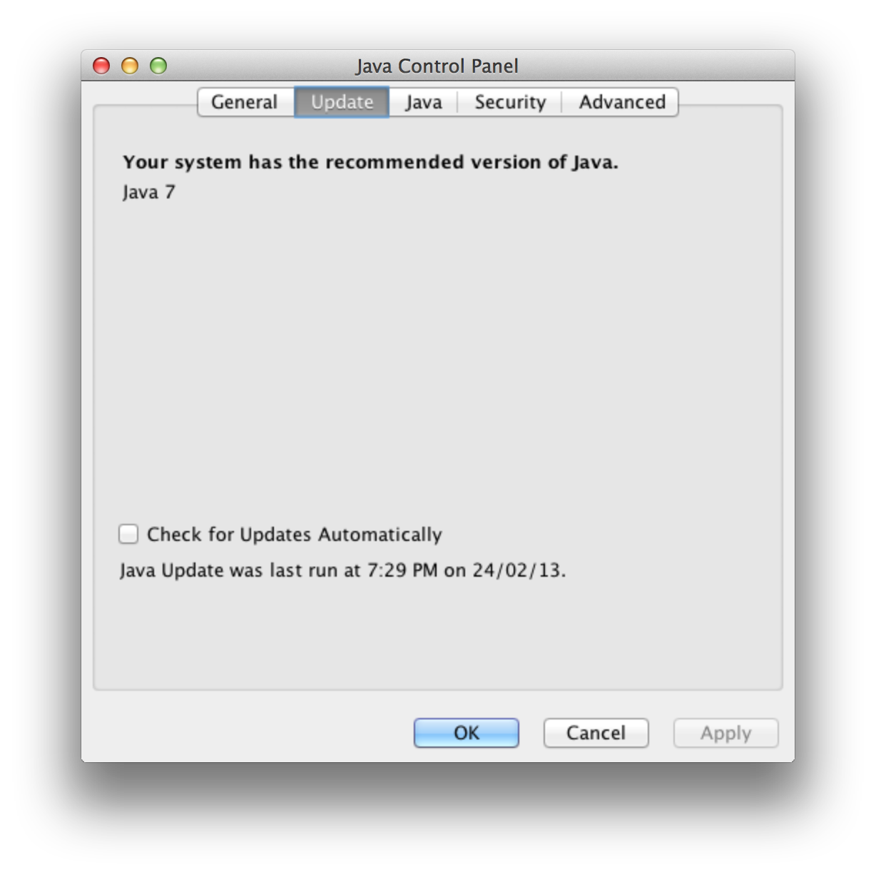 Java update for macbook